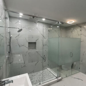 Frameless-Shower-and-Toilet-Partition-with-Privacy-Etched