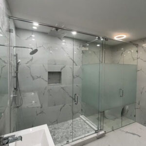 Frameless-Shower-and-Toilet-Partition-with-Privacy-Etched